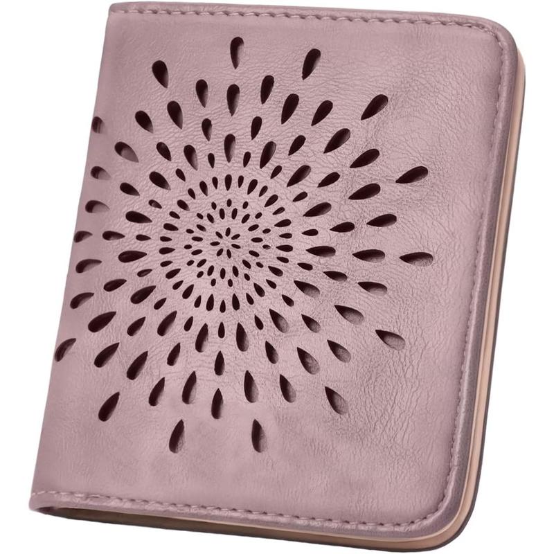 Womens Wallet, Slim Small Wallet for Women RFID Wallet Women Sunflower Leather ID Credit Card Holder whit Zipper Coin Pocket Bifold Compact Wallet