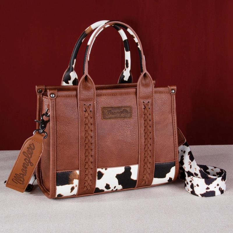 Wrangler Cow Print Whipstitch Patchwork Crossbody