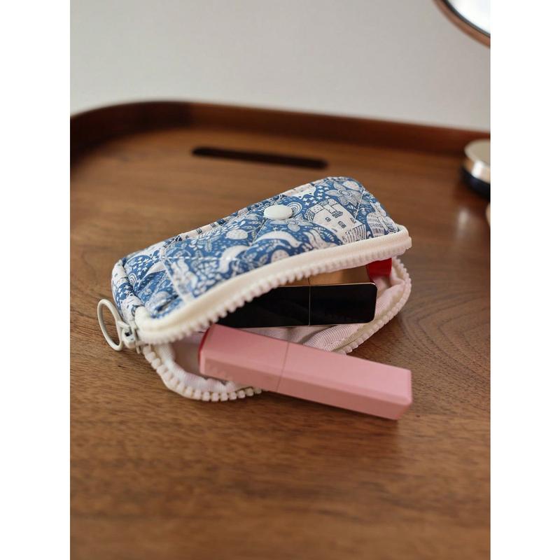 Portable Mini Women Multi-Functional Coin Purse Ditsy Floral Cartoon Flower Cute Card Holder Storage Bag Hibiscus Back To School Supplies