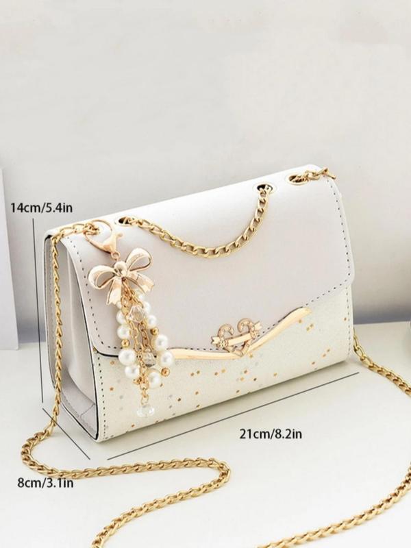 Women's Fashionable Bowknot Decorated Shoulder Bag,  Elegant Solid Color Crossbody Bag for Daily Used, Casual Trendy Versatile High-quality Daily Commuting Bag