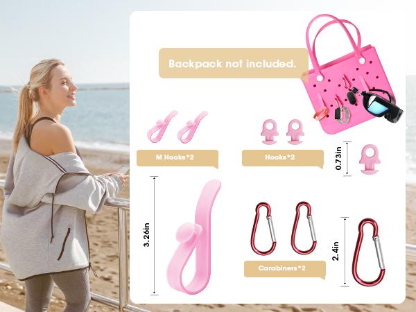 Accessories Set for Bogg Bag, with Silicone Phone Holder, 2 Clear Bogg Beach Tote Bag and 6 Hooks