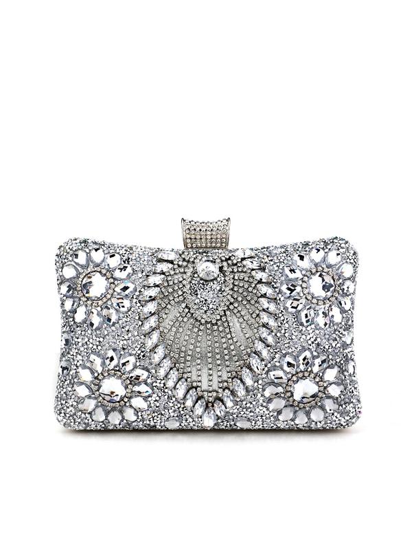 Women's Elegant Rhinestone Flower Decorated Evening Bag, Summer Exquisite Trendy Handbag, Fashionable Clutch Bag for Wedding Party Decoration