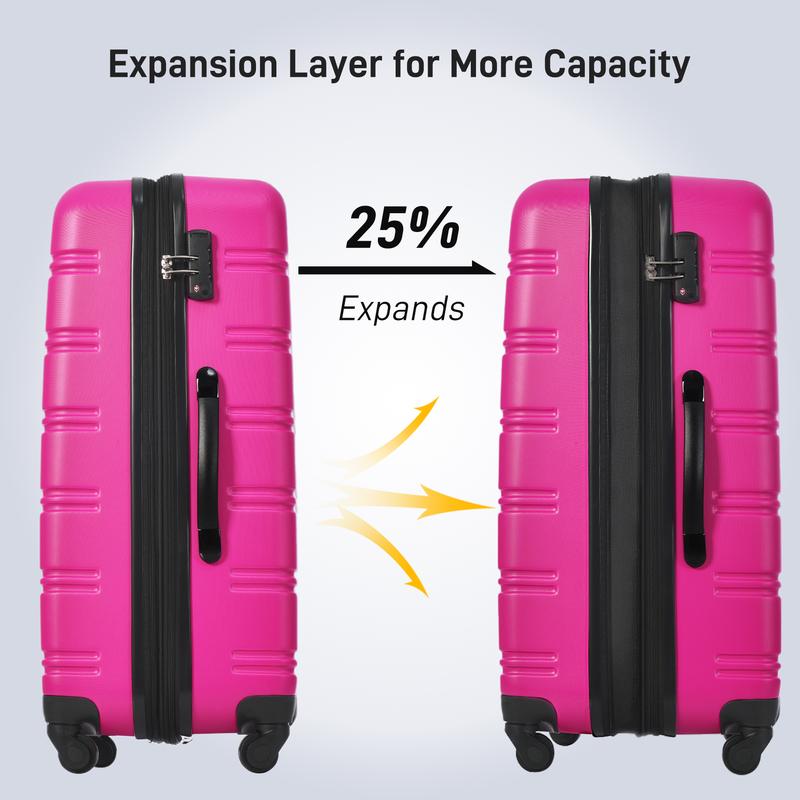 3-piece set of hard shell luggage+360 degree rotating suitcase with TSA lock, 20 