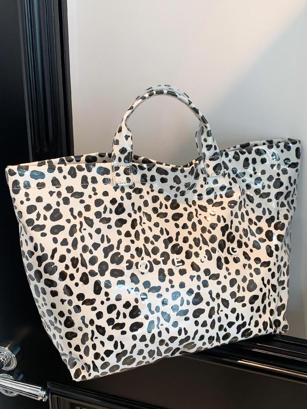 Fashion Leopard Pattern Tote Bag, Large Capacity Handbag for Women, Casual Trendy Versatile High-quality Daily Commuting Bag, Girl Fashionable Shopping Bag