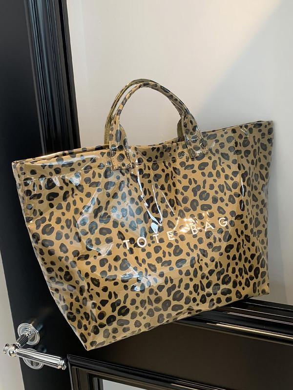 Fashion Leopard Pattern Tote Bag, Large Capacity Handbag for Women, Casual Trendy Versatile High-quality Daily Commuting Bag, Girl Fashionable Shopping Bag