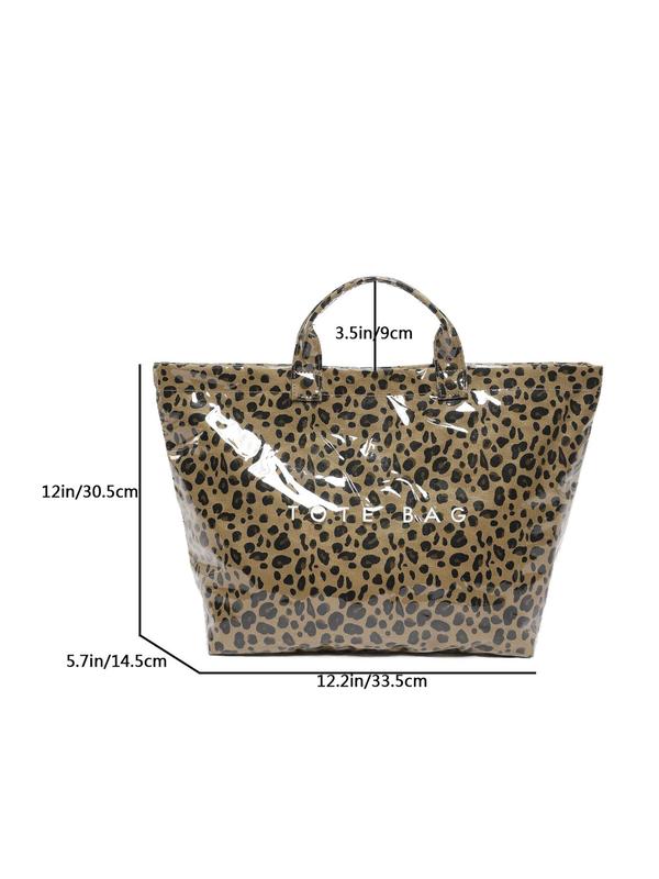 Fashion Leopard Pattern Tote Bag, Large Capacity Handbag for Women, Casual Trendy Versatile High-quality Daily Commuting Bag, Girl Fashionable Shopping Bag