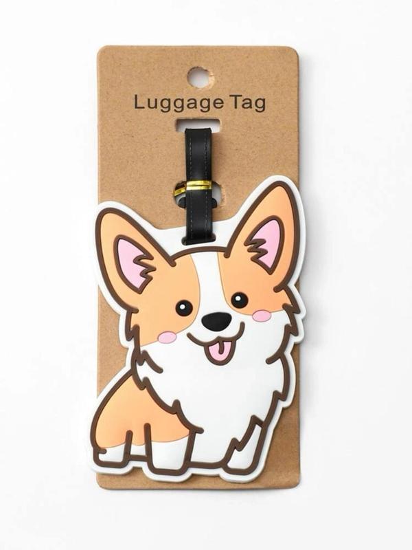 Cartoon Dog Design Luggage Tag, Animal Themed Luggage Tag, Cute Animal Pattern Luggage Tag, Luggage Tag for Travel