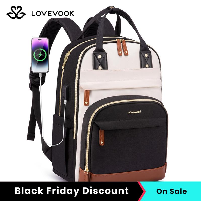 LOVEVOOK Black Friday  Laptop Backpack for Women with Charging Port and Anti-Theft Pocket - College, Travel, Work, Business, Teacher Computer Bag