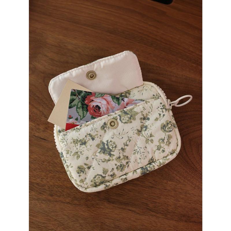 Portable Mini Women Multi-Functional Coin Purse Ditsy Floral Cartoon Flower Cute Card Holder Storage Bag Hibiscus Back To School Supplies