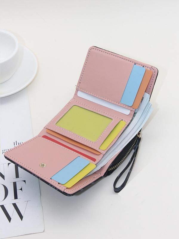 Women's Fashionable Letter Pattern Zipper Short Wallet, Casual Versatile Card Holder, Retro Designer Business Card Holder, Fashionable Wallet for Daily Use