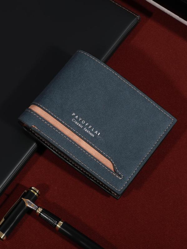 Men's Business Letter Design Short Wallet, Casual Versatile Card Holder for Men, Trendy Wallet for Work & Daily Use