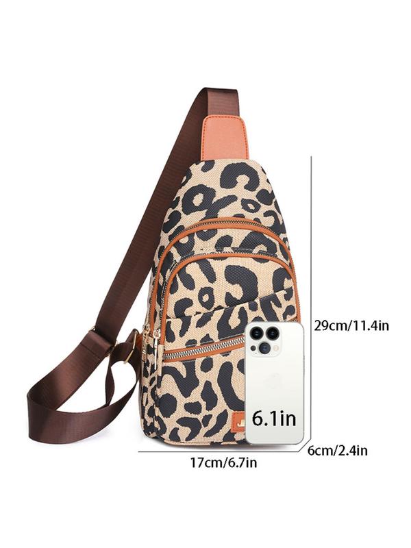 Fashion Leopard Pattern Zipper Bum Bag, Casual Sportive Fanny Pack, Fashionable Sling Bag for Women for Daily Use