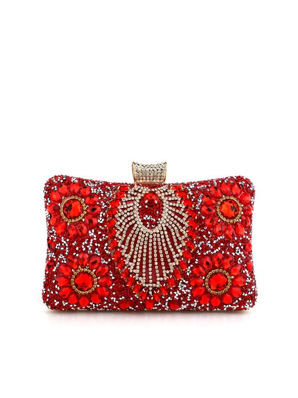 Women's Elegant Rhinestone Flower Decorated Evening Bag, Summer Exquisite Trendy Handbag, Fashionable Clutch Bag for Wedding Party Decoration