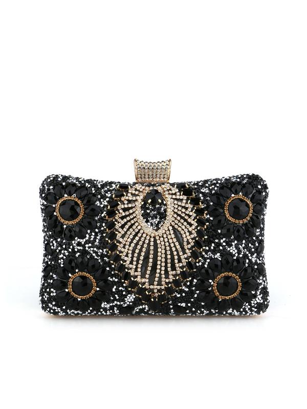 Women's Elegant Rhinestone Flower Decorated Evening Bag, Summer Exquisite Trendy Handbag, Fashionable Clutch Bag for Wedding Party Decoration