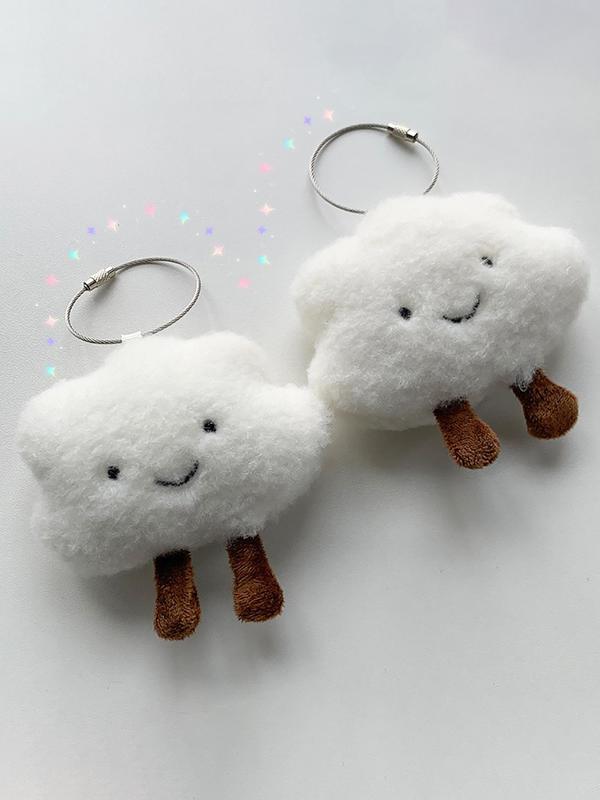 Cute Cloud Shaped Plush Bag Charm, Creative Bag Decoration, Bag Charm for Women & Girls, Bag Decoration for Daily Use