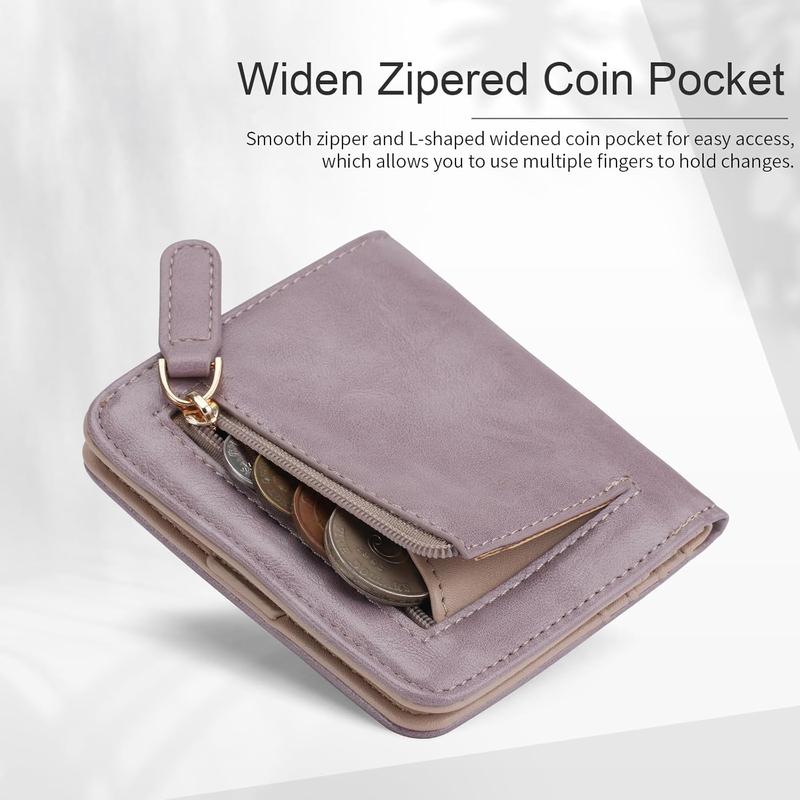 Womens Wallet, Slim Small Wallet for Women RFID Wallet Women Sunflower Leather ID Credit Card Holder whit Zipper Coin Pocket Bifold Compact Wallet