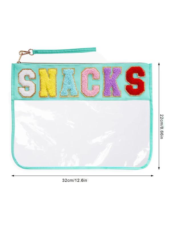 Letter Pattern PVC Snack Makeup Bag, 2024 Portable Large Capacity Cosmetic Bag for Women & Girls, Casual Trendy Versatile High-quality Daily Bag