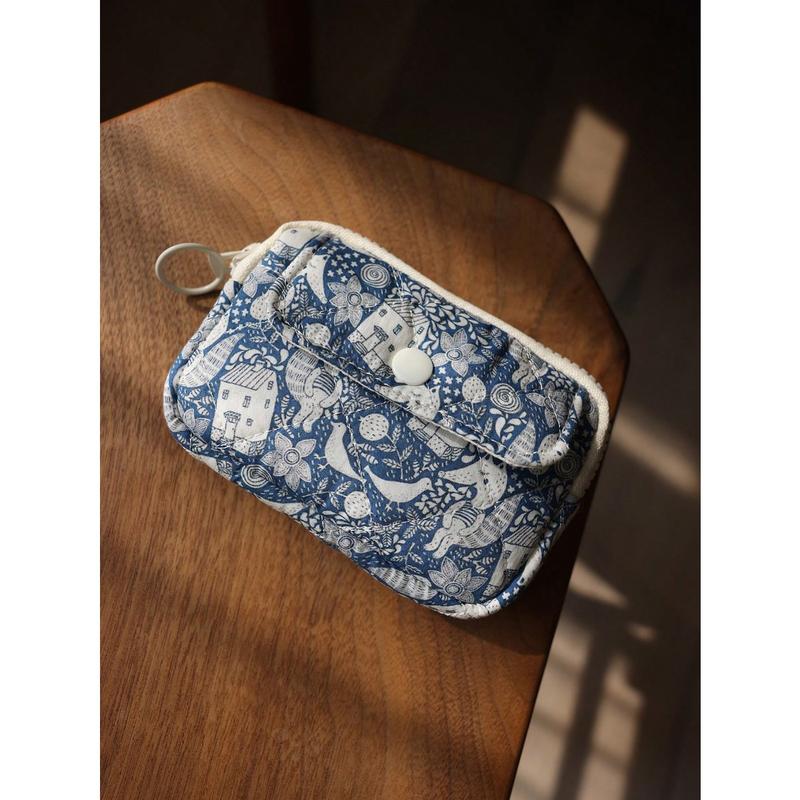 Portable Mini Women Multi-Functional Coin Purse Ditsy Floral Cartoon Flower Cute Card Holder Storage Bag Hibiscus Back To School Supplies