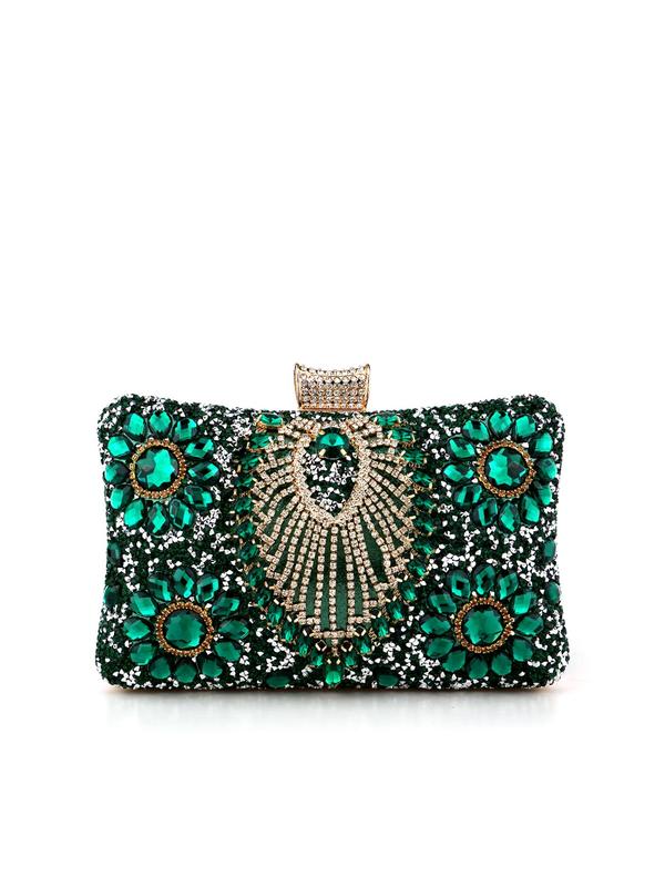 Women's Elegant Rhinestone Flower Decorated Evening Bag, Summer Exquisite Trendy Handbag, Fashionable Clutch Bag for Wedding Party Decoration