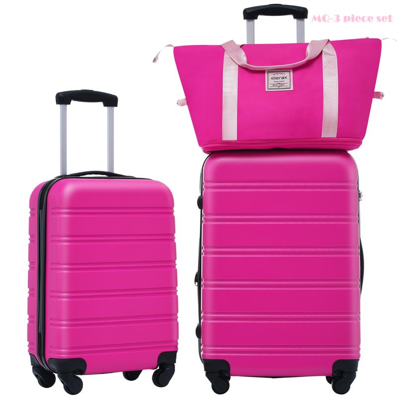 3-piece set of hard shell luggage+360 degree rotating suitcase with TSA lock, 20 