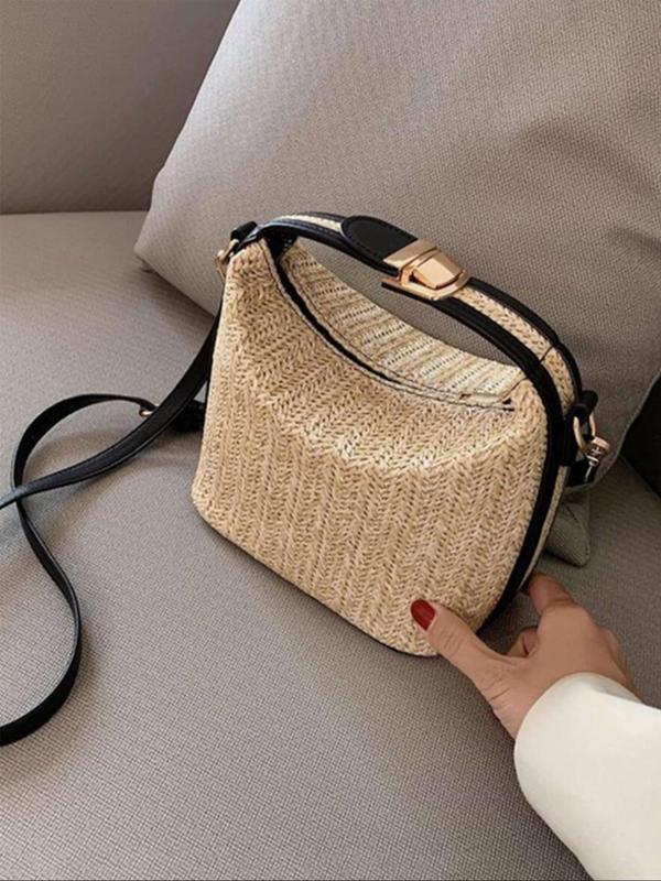 Women's Summer Fashionable Straw Crossbody Bag for Gift, Casual Versatile Braided Shoulder Bag for Daily Used, Trendy All-match Bag for Commute, Fall Outfits, Earthtone Fall Freshness