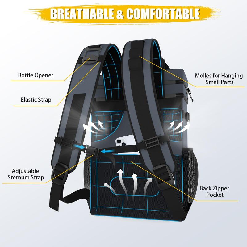 Backpack Cooler - AYAMAYA Upgrade 100% Leakproof Cooler Backpack with Padded Top Handle, 40 Cans Large Waterproof Insulated Camping Cooler for Beach, Fishing, Picnic, Travel, BBQ