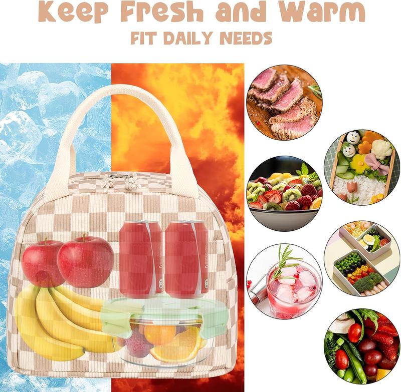 Lunch Bag for Women MenCute Corduroy Lunch Tote BagsReusable Iinsulated Lunch Box LargeCapacity Reusable Insulated Coolerfor Work Picnic or Travel