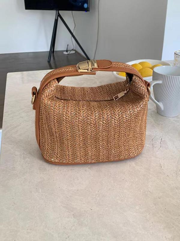 Women's Summer Fashionable Straw Crossbody Bag for Gift, Casual Versatile Braided Shoulder Bag for Daily Used, Trendy All-match Bag for Commute, Fall Outfits, Earthtone Fall Freshness