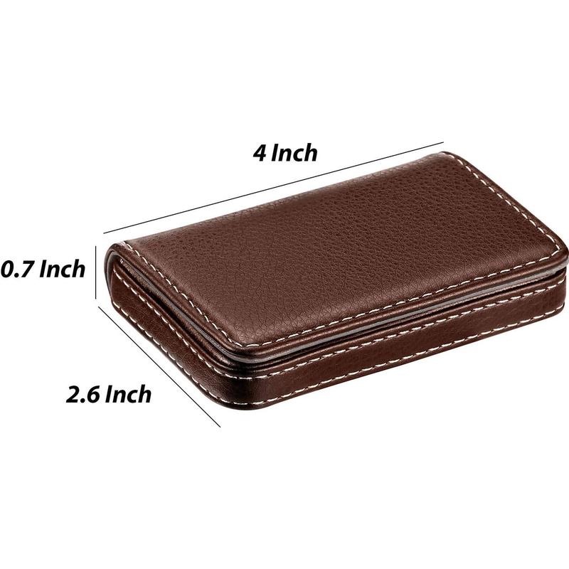 2 Pieces Business Card Holder, Business Card Wallet Leather Business Card Case Pocket Business Name Card Holder with Magnetic Shut, Credit Card ID Case wallet (Black and Coffee)