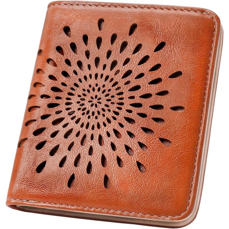 Womens Wallet, Slim Small Wallet for Women RFID Wallet Women Sunflower Leather ID Credit Card Holder whit Zipper Coin Pocket Bifold Compact Wallet