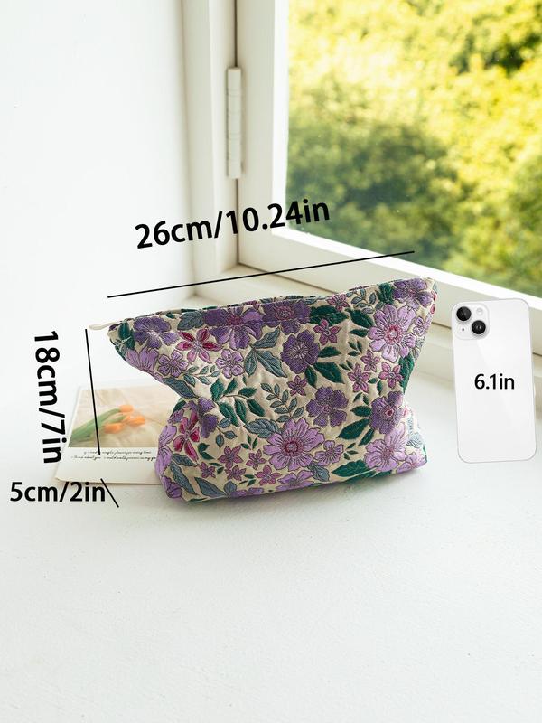 Bow Pattern Toiletry Bag, Large Capacity Cosmetic Storage Bag, Portable Travel Toiletry Bag, Zipper Makeup Bag for Women & Girls