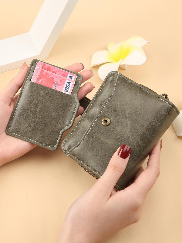 Women's Fashionable Plain Color Short Wallet, Casual Versatile Zipper Wallet for Daily Used, Trendy All-match & Exquisite Wallet for Birthday Gift