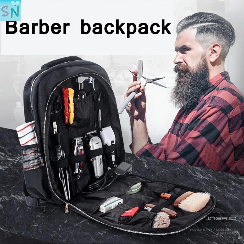 HORIZON  Black Striped Hairdressing Package, Barber Backpack Storage Bag, Suitable For Barbers And Supplies, Makeup Tools Organizer, Backpack