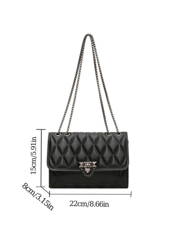 Women's Fashion Chain Strap Quilted Crossbody Bag, Casual Solid Color Shoulder Bag for Daily Used, Trendy All-match Commuter Bag