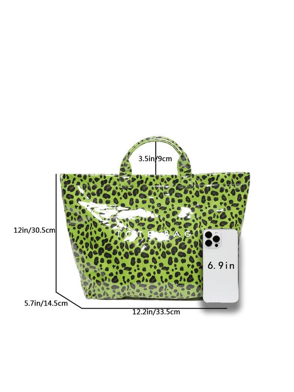 Fashion Leopard Pattern Tote Bag, Large Capacity Handbag for Women, Casual Trendy Versatile High-quality Daily Commuting Bag, Girl Fashionable Shopping Bag