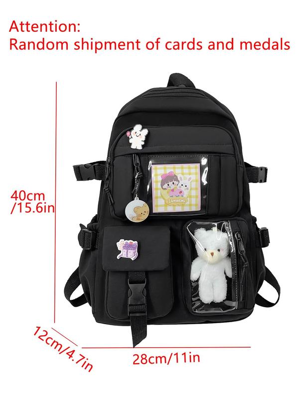 Large Capacity Backpack with Random Shipment of Cards and Medals,  Cute School Bag for Student, Casual Trendy Versatile High-quality Daily Commuting Bag