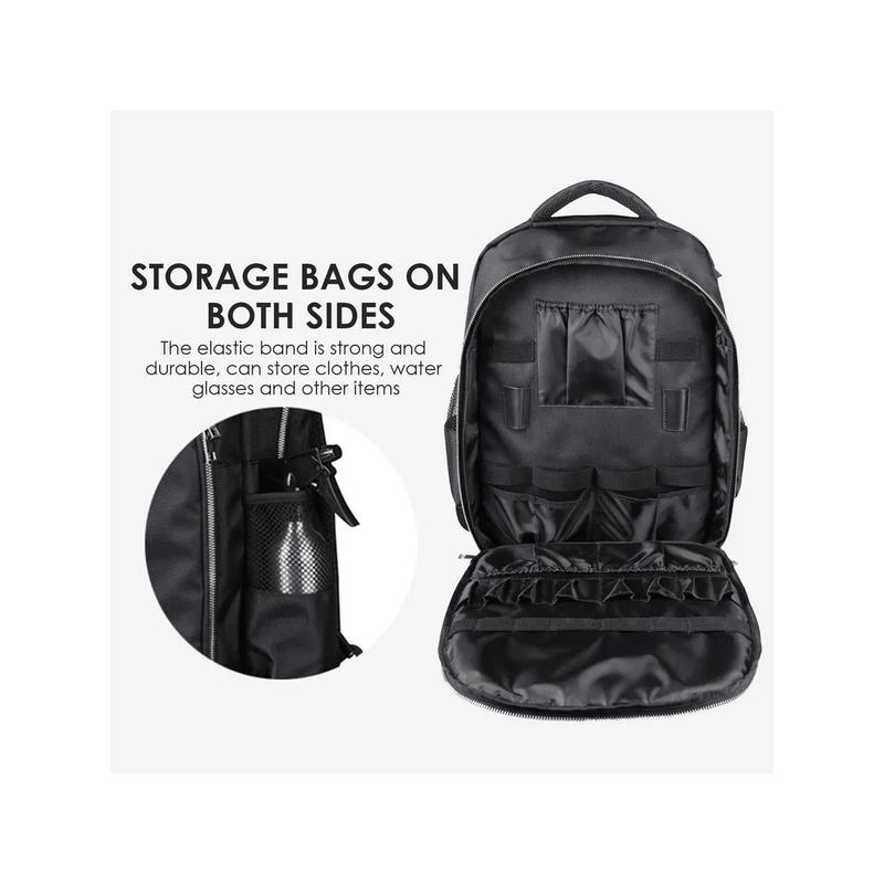 HORIZON  Black Striped Hairdressing Package, Barber Backpack Storage Bag, Suitable For Barbers And Supplies, Makeup Tools Organizer, Backpack