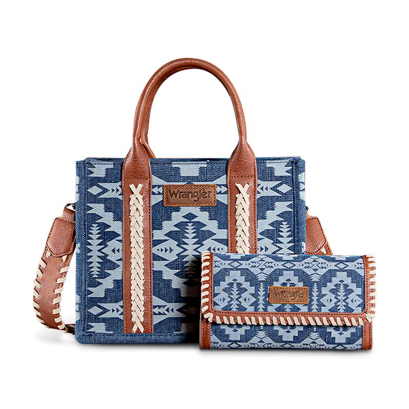 Wrangler Southwestern Pattern Print Tote Bag with Crossbody Bag