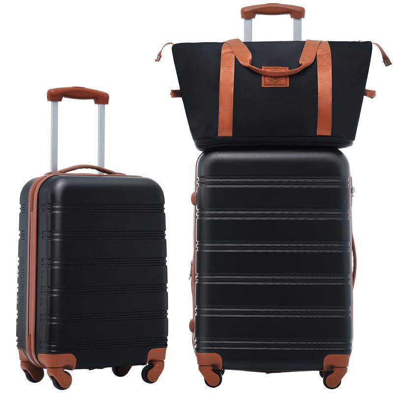 3-piece set of hard shell luggage+360 degree rotating suitcase with TSA lock, 20 