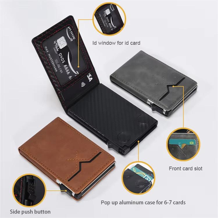 Wallet for Men - with Money Clip Slim Leather Slots Credit Card Holder RFID Blocking Bifold Minimalist Wallet With 1 ID Window