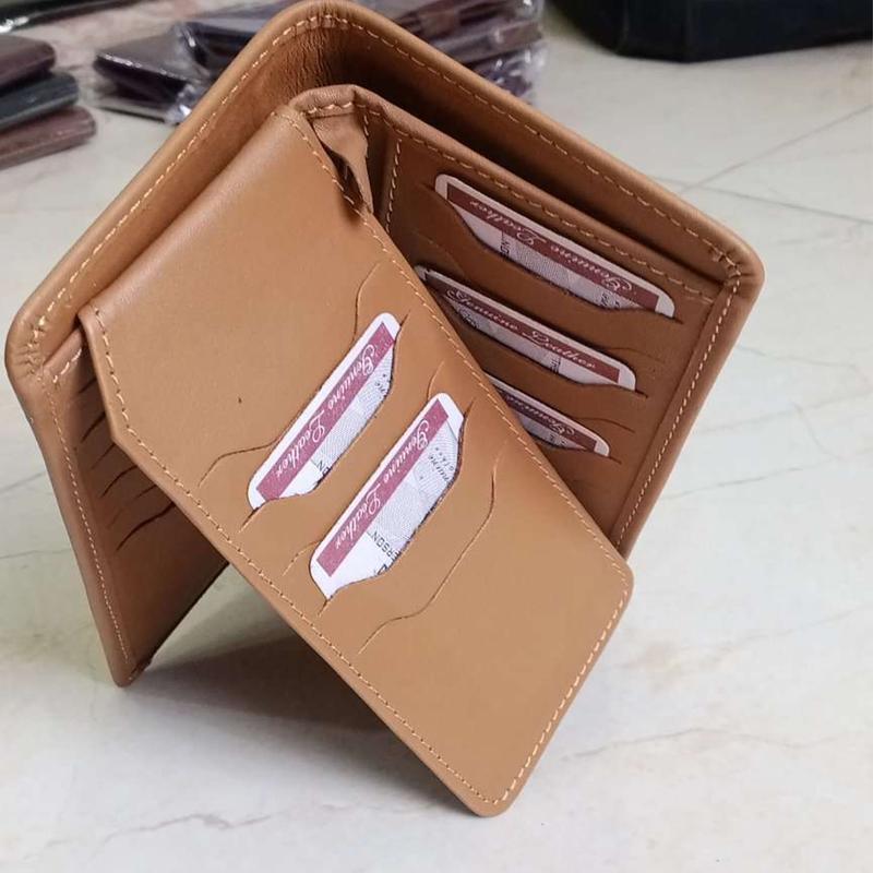 Men's Multi-Pocket Card Holder Wallet with Card Slots in Light Brown and Dark Brown pure Leather