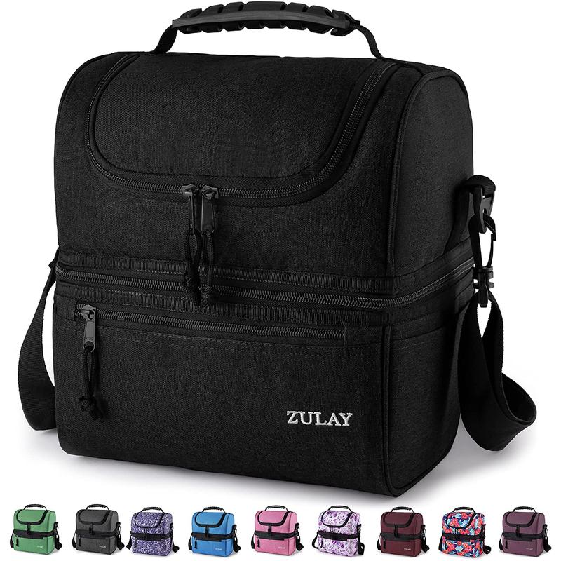 Insulated 2-Compartment Lunch Box Bag With Strap