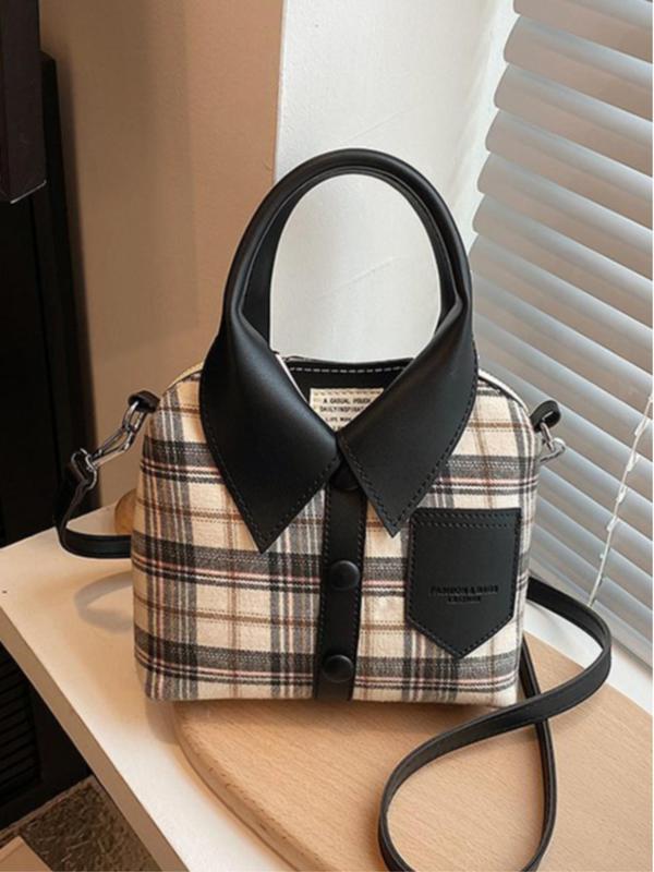 Women's Colorblock Plaid Tartan Shirt Shaped Crossbody Bag, Fashionable Casual Shoulder Bag for Daily Used, Casual Trendy Versatile High-quality Daily Commuting Bag