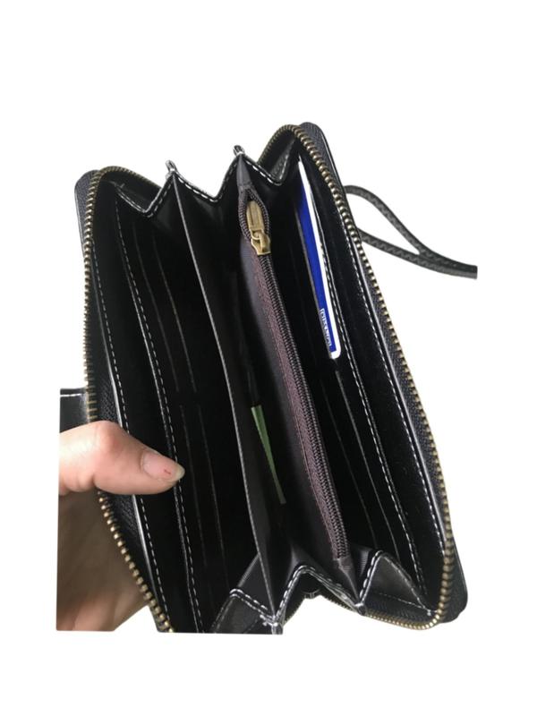 Women's Business Style Wristlet, with Cross Decor, Casual Trendy Long Wallet, Casual Trendy Versatile High-quality Daily Commuting Bag