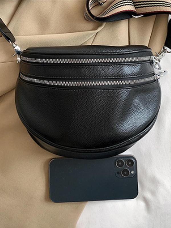 Women's Solid Color Fanny Pack, Fashionable Pu Leather Sling Bag for Daily Used, Casual Trendy Versatile High-quality Daily Commuting Bag