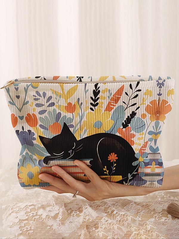 Cute Cat Pattern Makeup Bag, 2024 New Style Casual Versatile Storage Bag, Travel Makeup Bag, Suitable for Women and All Kinds of Occasions