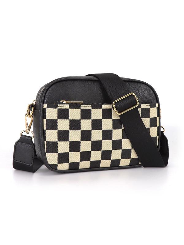 Women's Checkerboard Pattern Crossbody Bag, Fashionable Waterproof Leather  Shoulder Bag for Daily Used, Casual Trendy Versatile High-quality Daily Commuting Bag