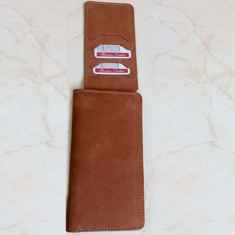 Men's Multi-Pocket Card Holder Wallet with Card Slots in Light Brown and Dark Brown pure Leather