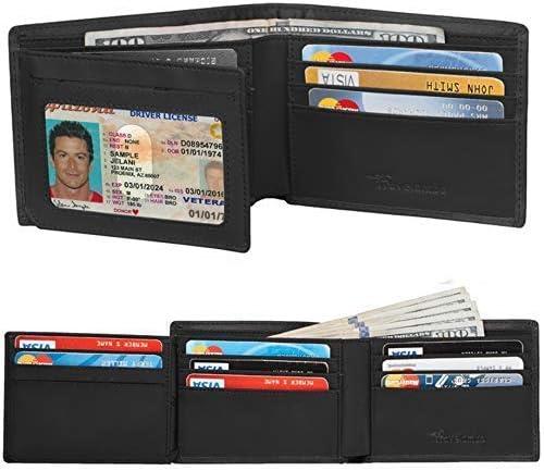 Wallet for Men, Trifold RFID Blocking Mens Wallet, 12 Credit Card Holder Minimalist Front Pocket, Leather Slim Wallet with ID Window