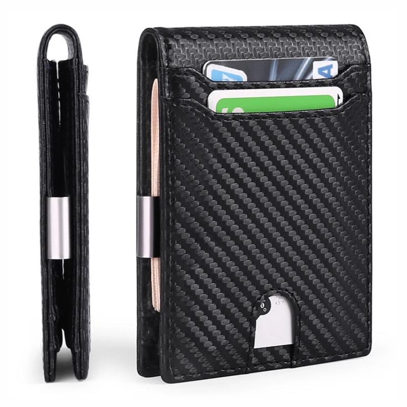 Men's Carbon Fiber Ultra Thin RFID Eleven Credit Card Wallet with ID Window